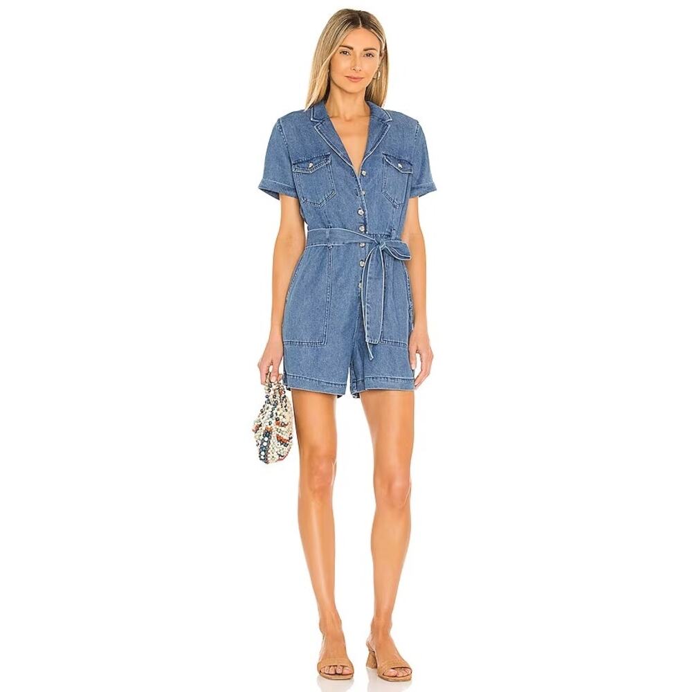 Rails Georgie Denim Romper One Piece Size Small Sorrento Blue Wash Belted